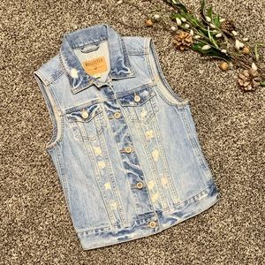 HOLLISTER Jean Denim Distressed Ripped Grunge Button Vest Women’s Light Wash XS